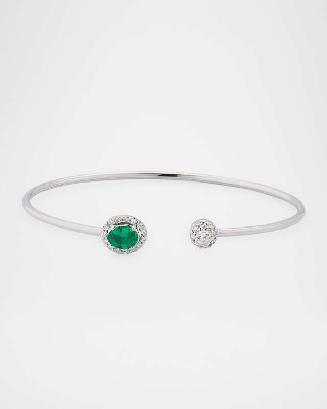 Positano 18K White Gold Diamond and Emerald Bracelet